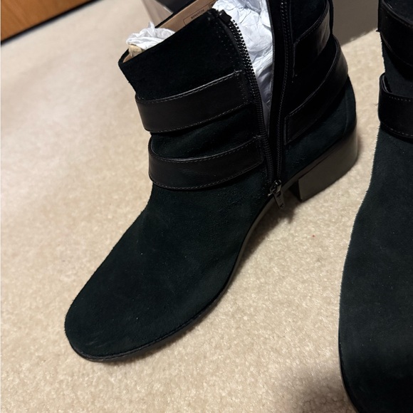 Vionic Black Ankle Booties with Suede Texture and Strap Detail - Picture 6 of 7